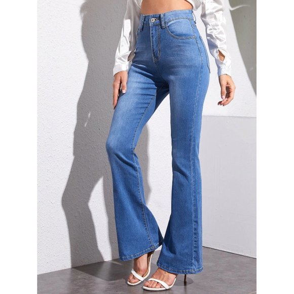 High Waist Flare Leg Stretch Jeans - Picture 8 of 10